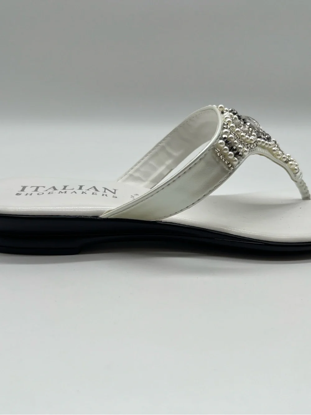 Italian Shoemakers White Embellished Thong Sandals - Picture 4 of 6